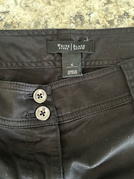 White House Black Market Capri Pants Bermuda Shorts Lace Up Side Ties Black Sz 6 - Picture 6 of 11